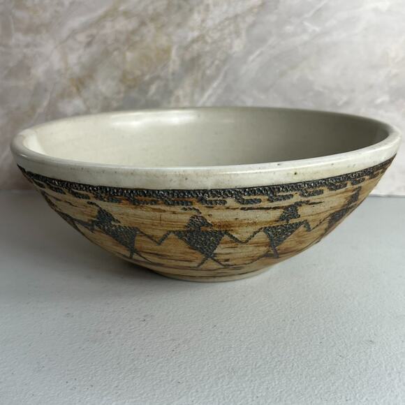 Andrea Winters Art Pottery Bowl 9.5" Folk Art Native American Pottery - Picture 1 of 15